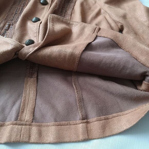 Very Vera Copper Brown Faux Suede Embellished Lightweight Jacket Women's Large - Picture 9 of 12